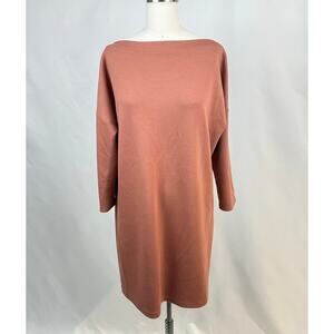 For Cynthia Women L Rust Knit Lounge Dress Shift Oversized Pullover Soft Stretch